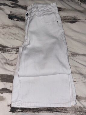 SHEIN White Denim Wide-Leg Pants